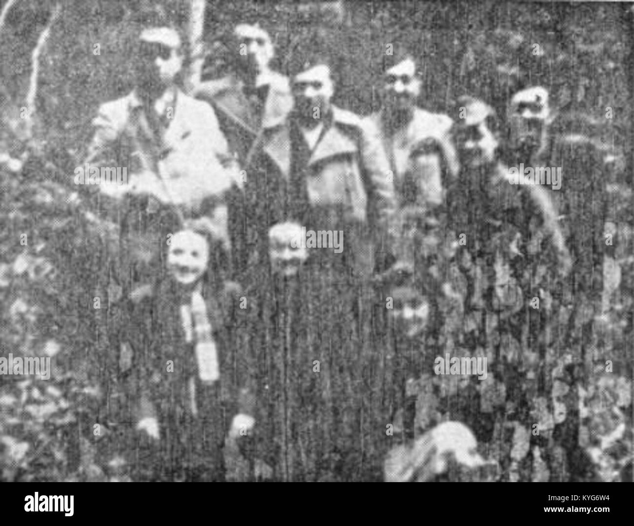 Un document historique faisant référence aux premiers combattants de la Savinja Company, un groupe militaire local de Slovénie, associé aux efforts de défense régionale du début du XXe siècle ou en temps de guerre. Banque D'Images