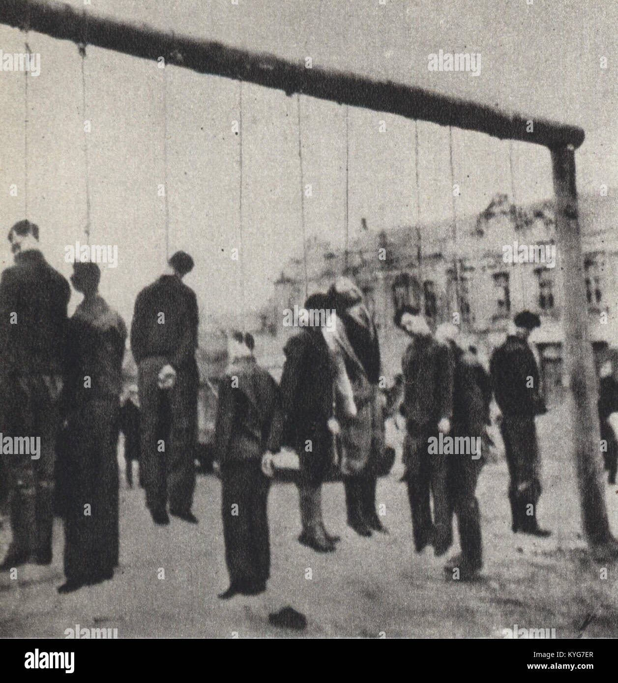 Exécution publique de Polonais en allemand-territoires Zamość Banque D'Images