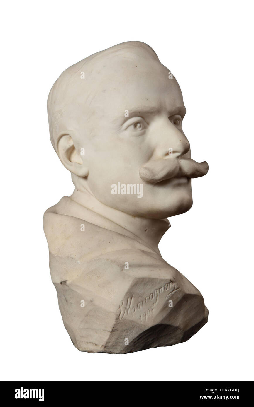Ce buste en marbre, créé par le sculpteur italien Eugenio Maccagnani en 1904, incarne Victor de Pol, diplomate argentin. La sculpture mesure 41,5 x 28,5 x 24 cm et fait partie de la collection du Musée national des Beaux-Arts. Banque D'Images