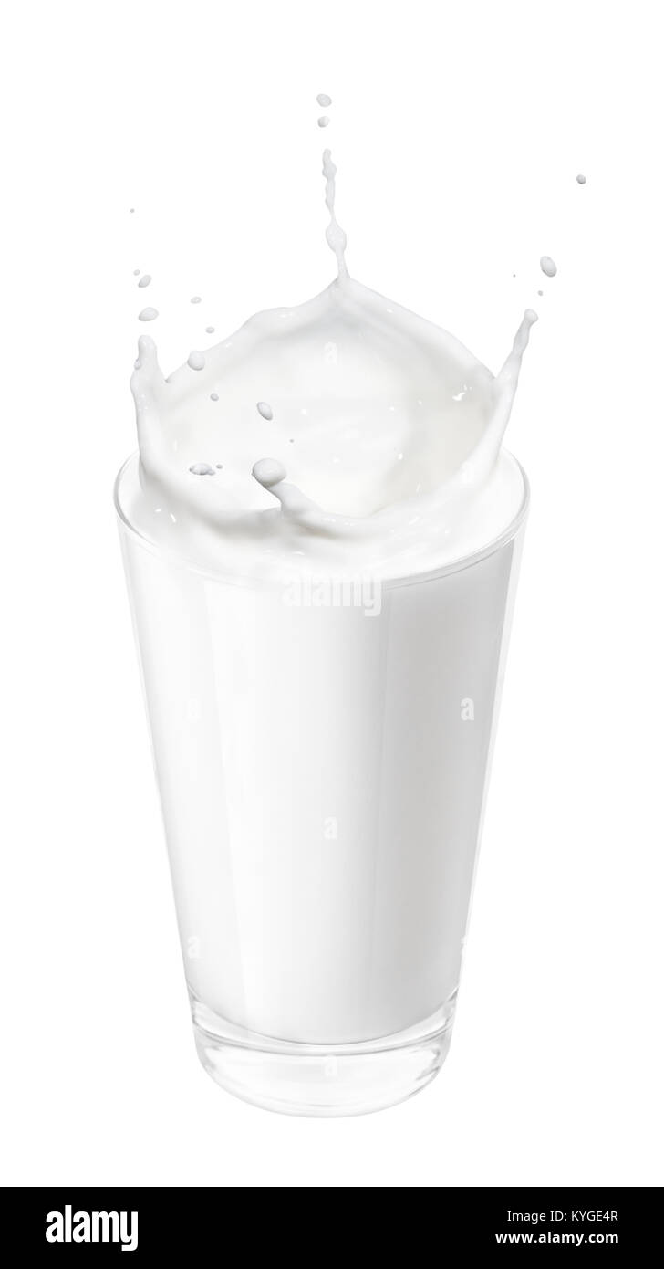 Verre de lait avec splash Banque D'Images