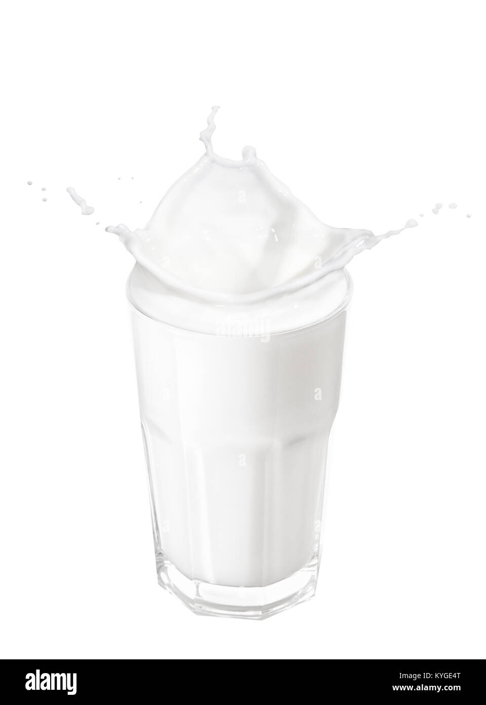Verre de lait avec splash Banque D'Images