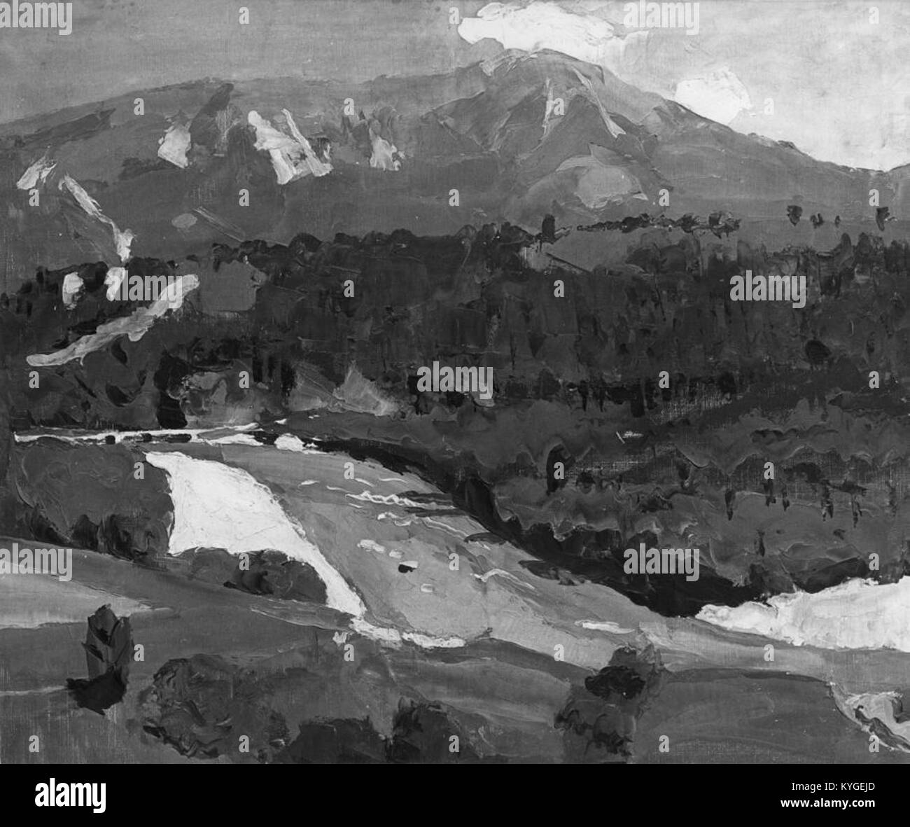 La peinture de Rihard Jakopič 'Trnovo II' capture le paysage et la scène urbaine de Trnovo, Slovénie, illustrant sa technique impressionniste et sa contribution au slovène Banque D'Images