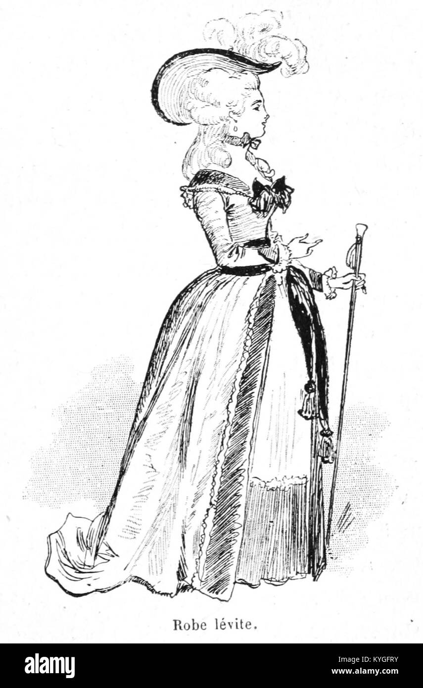 Cette illustration de 1891 d'Albert Robida de "Mesdames nos aîeules" représente la mode et l'élégance des françaises au fil des siècles. L’œuvre offre un regard historique sur l’évolution de la mode féminine en France du moyen âge à la fin du XIXe siècle. Banque D'Images