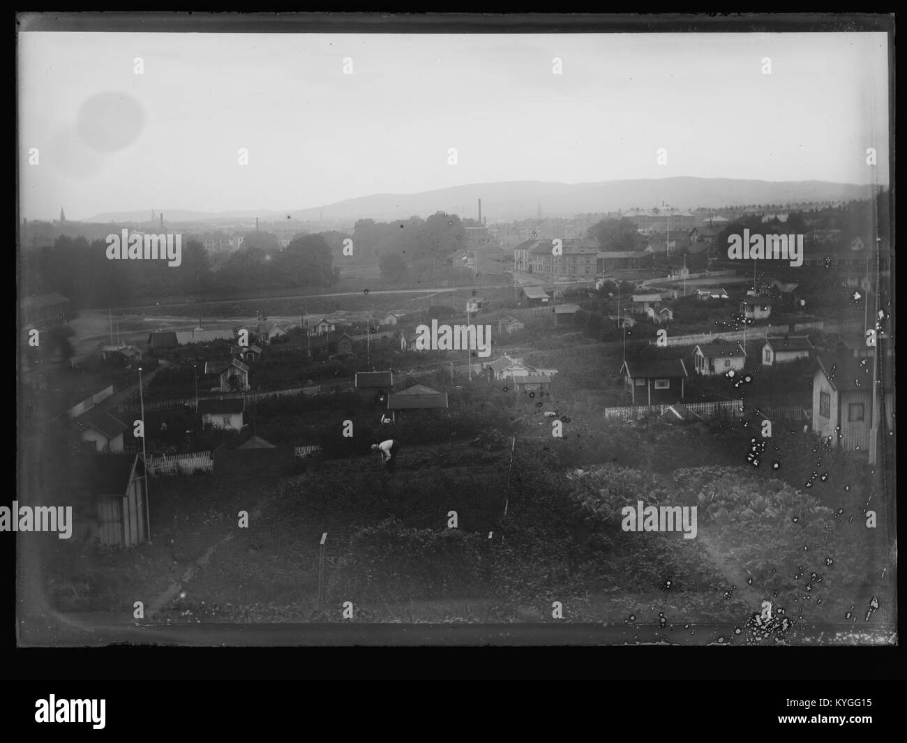 Rodeløkkens smaahaver est une photographie montrant de petits jardins à Oslo, en Norvège, illustrant l'horticulture urbaine et les aménagements de jardins résidentiels Banque D'Images