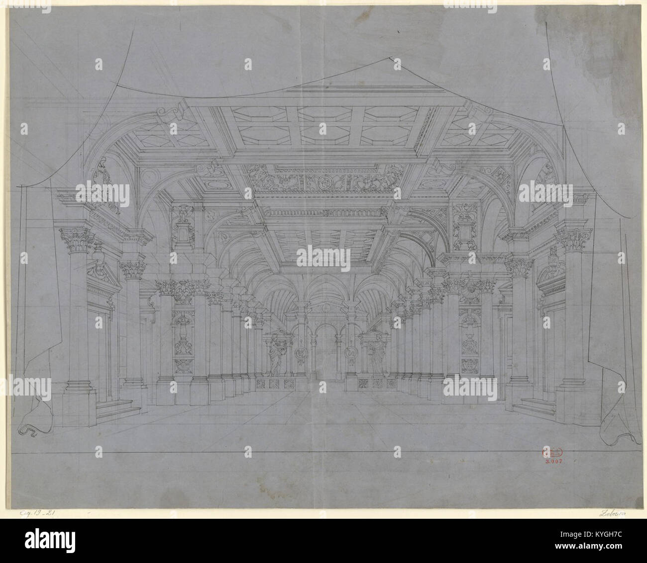 - Rossini Zelmira - Paris 1826 - décor esquisse de de l'acte I - salon magnifique dans le palais du roi de Lesbos Banque D'Images