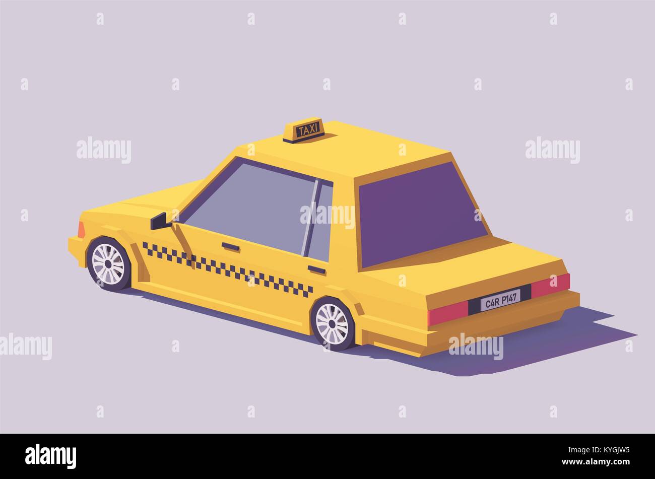 Vector poly voiture de taxi jaune bas Illustration de Vecteur