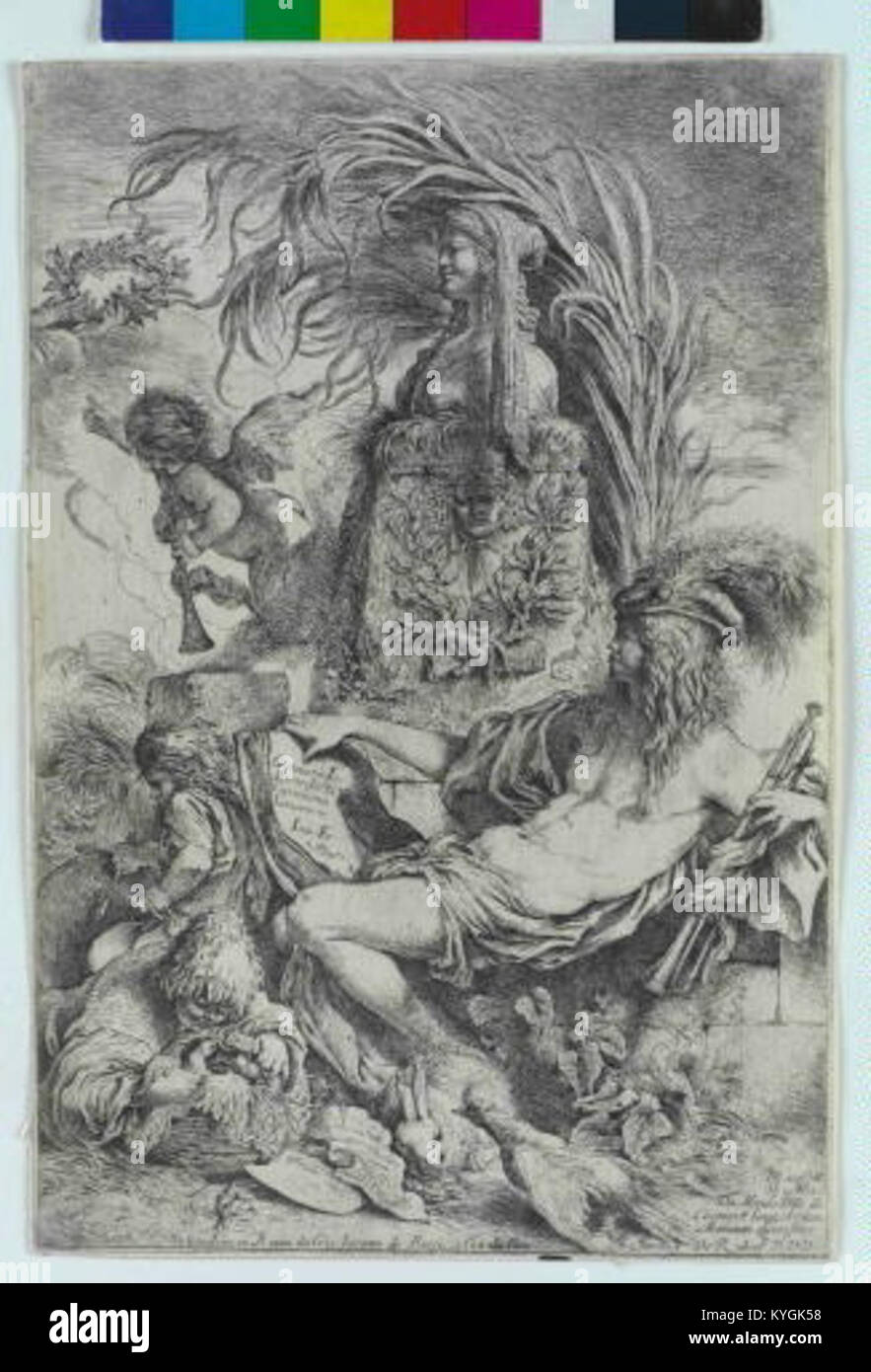 Rytec Giovanni Benedetto Castiglione 1609-1664 ; vydavatel Giovanni Giacomo Rossi 1627-1691 Umelcuv - Genius Banque D'Images