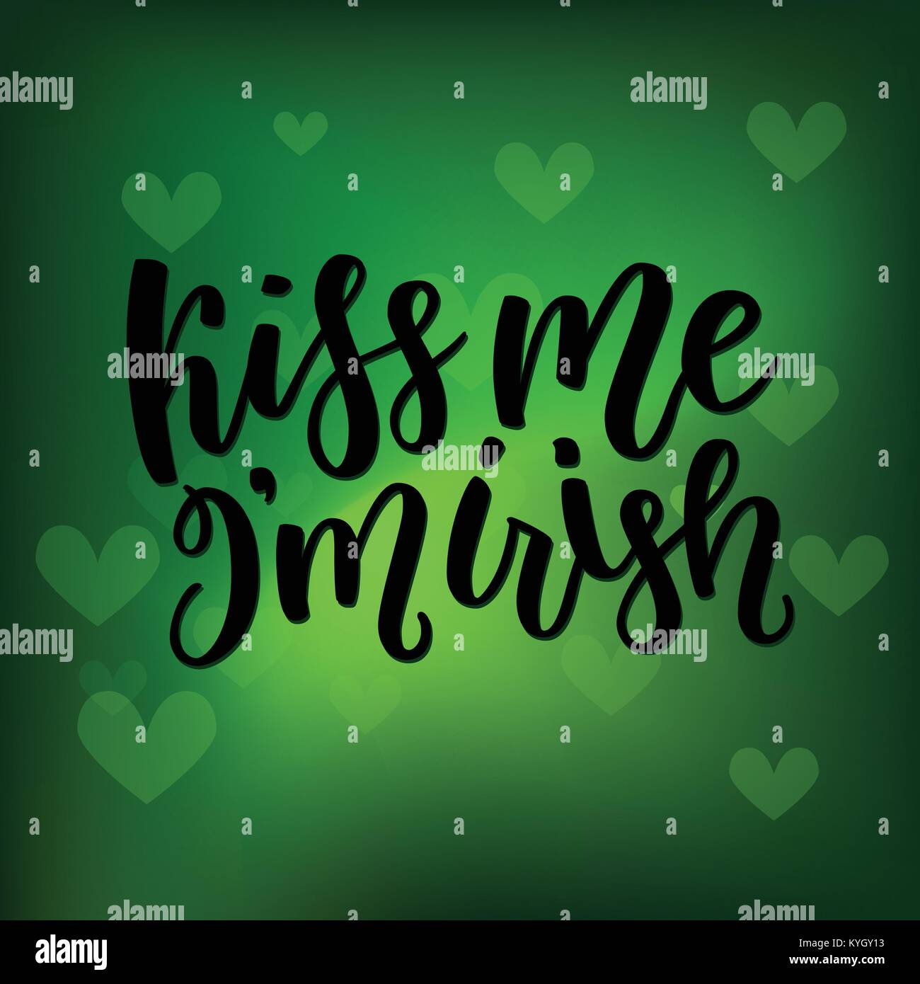 Saint Patricks Day Greeting card avec les feuilles de trèfle vert étincelaient et texte. Inscription - embrasse-moi, je suis irlandais. St Patrick Day lettrage. Vector hol Illustration de Vecteur