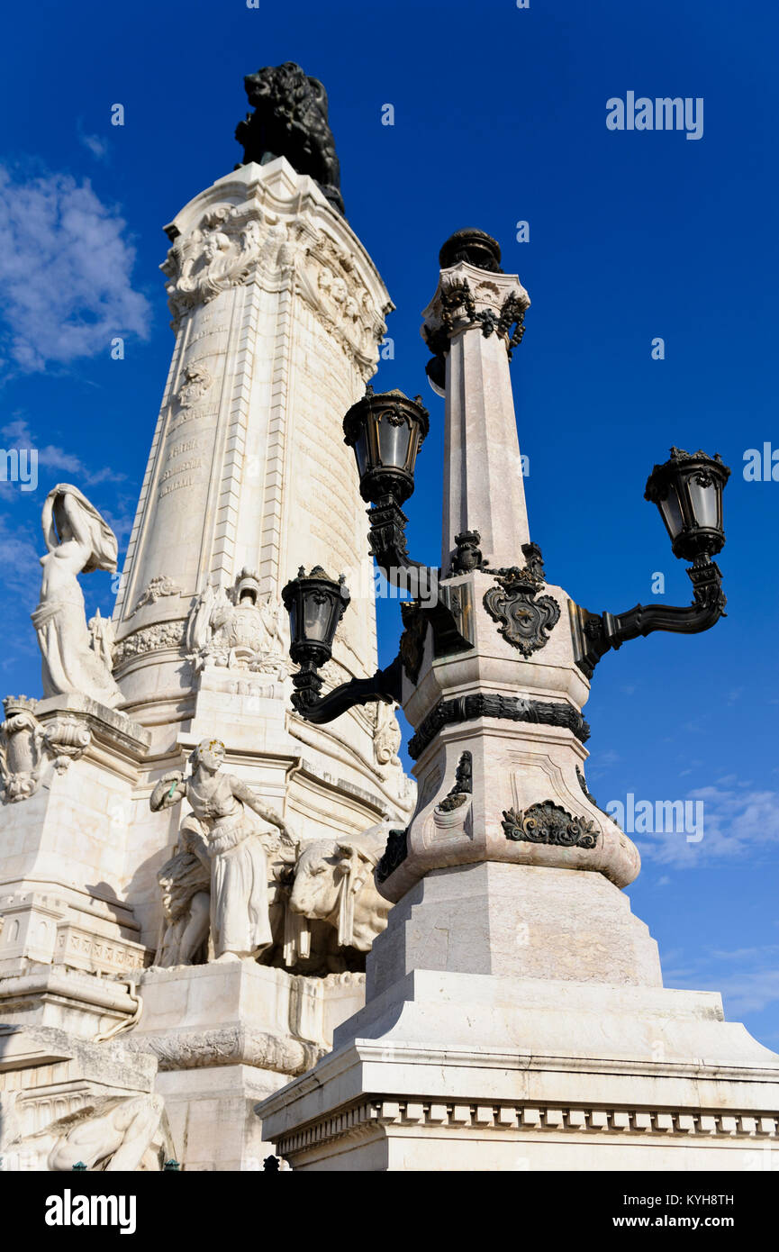 Monument de Sebastião José de Carvalho e Melo, 1er marquis de Pomba, construit entre 1917 et 1934 et créé par Adães Bermudes, António Couto Banque D'Images