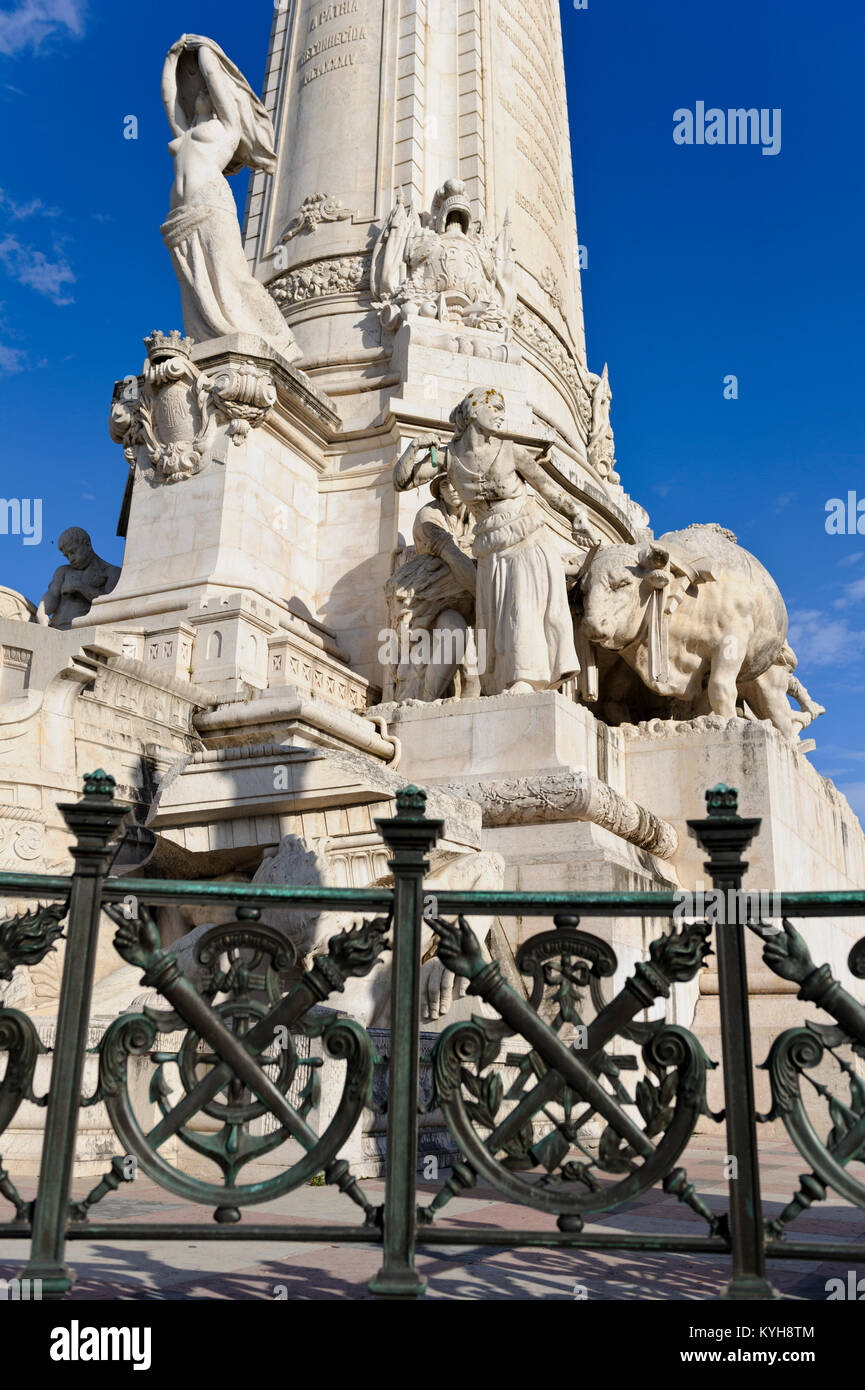 Monument de Sebastião José de Carvalho e Melo, 1er marquis de Pomba, construit entre 1917 et 1934 et créé par Adães Bermudes, António Couto Banque D'Images