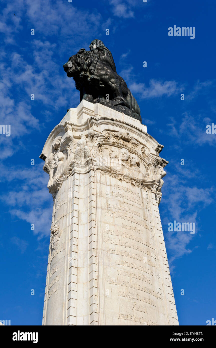 Monument de Sebastião José de Carvalho e Melo, 1er marquis de Pomba, construit entre 1917 et 1934 et créé par Adães Bermudes, António Couto Banque D'Images