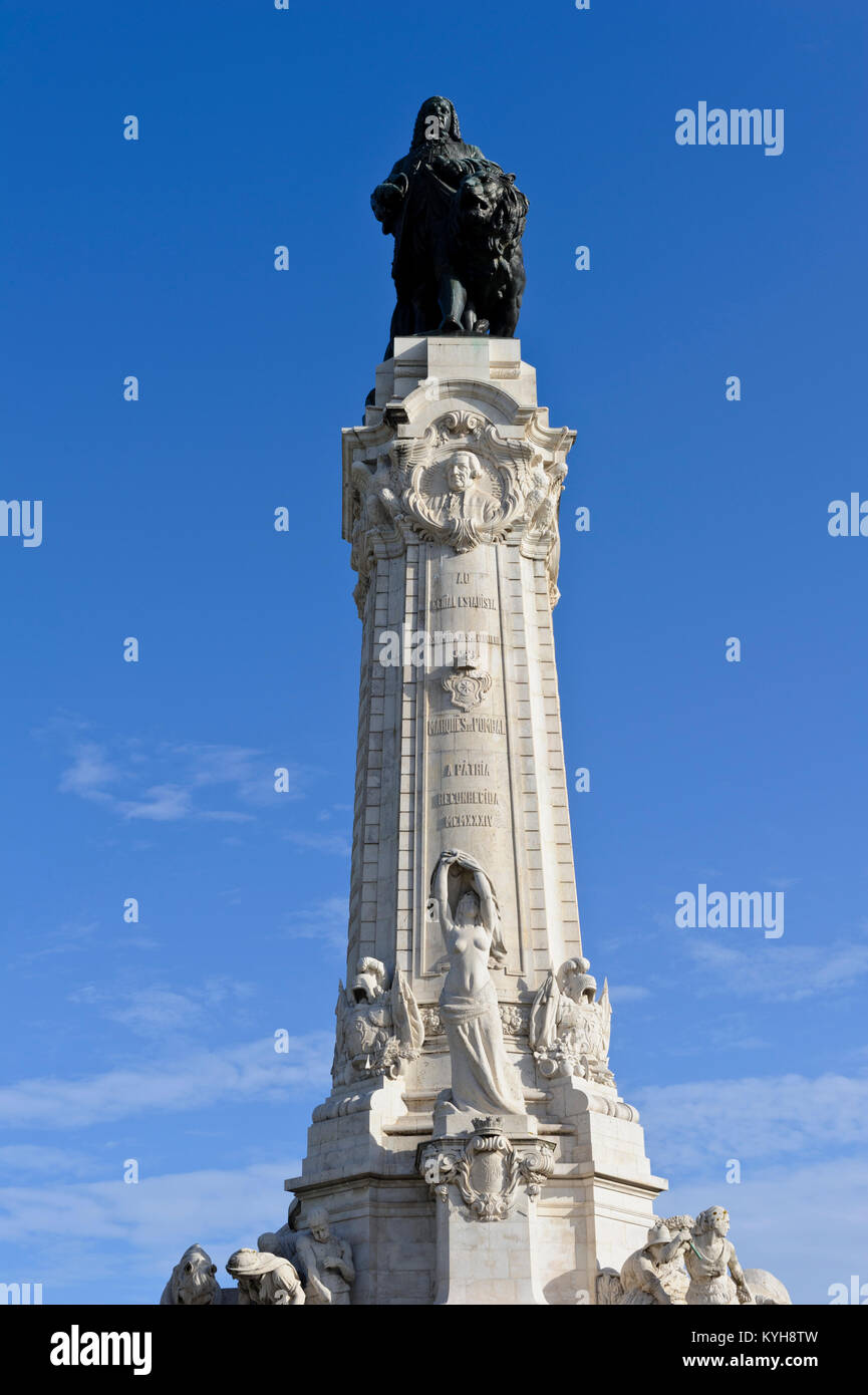 Monument de Sebastião José de Carvalho e Melo, 1er marquis de Pomba, construit entre 1917 et 1934 et créé par Adães Bermudes, António Couto Banque D'Images