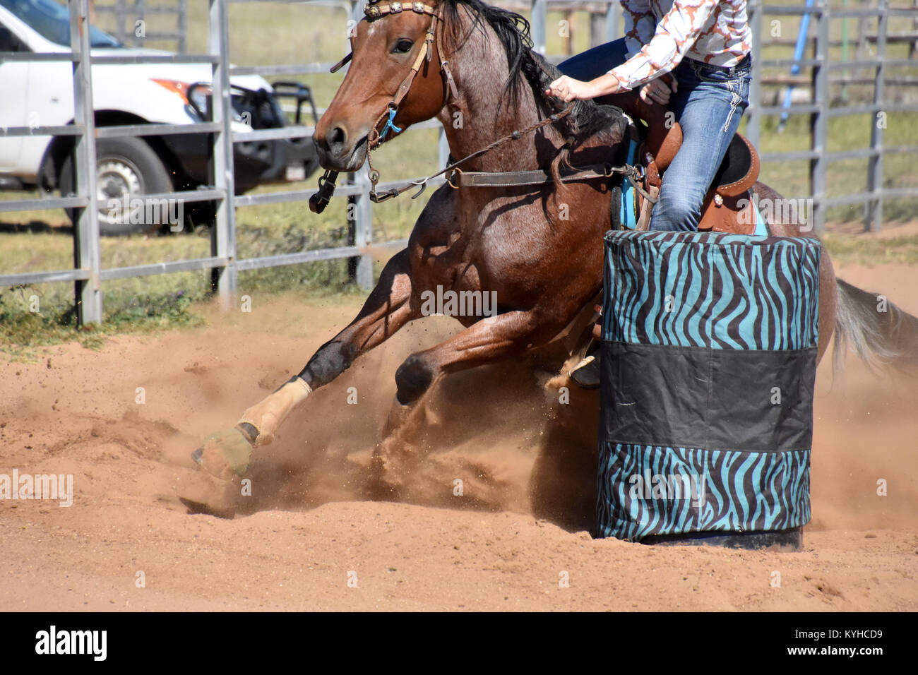 HORSE SPORTS, course de barils, rodéos Banque D'Images