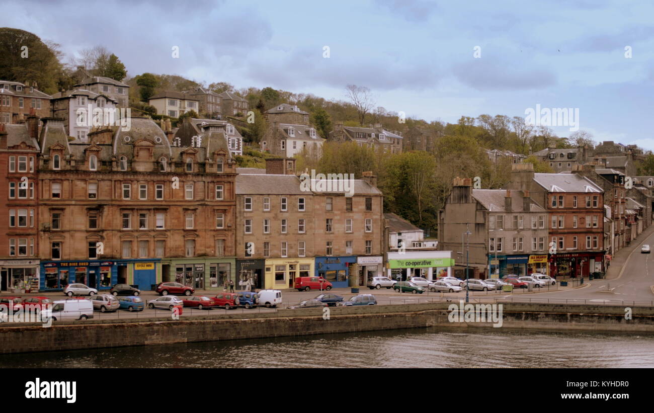 Port Rothesay, Bay, île de Bute, rue Victoria Street vue depuis le ferry de l'île Royaume Uni Banque D'Images