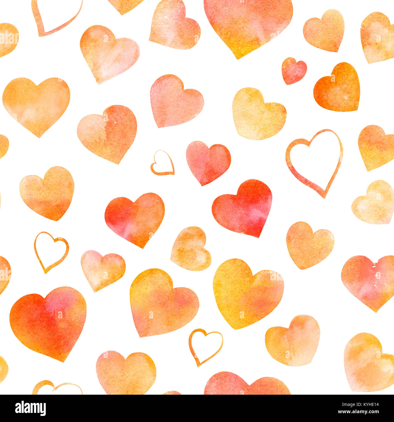 Motif de l'aquarelle transparente coeurs sur blanc, Valentine imprimer  Photo Stock - Alamy