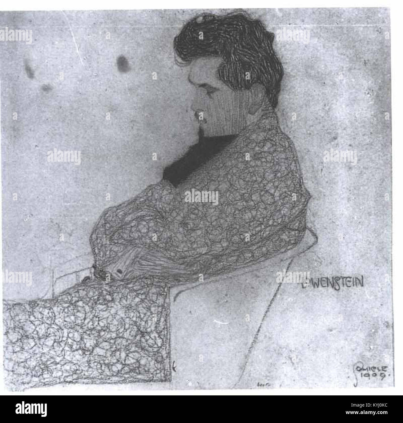 Ce portrait d’Egon Schiele de 1909 représente le compositeur Arthur Löwenstein, capturant le style distinct et l’intensité émotionnelle de l’œuvre de Schiele pendant cette période. Banque D'Images