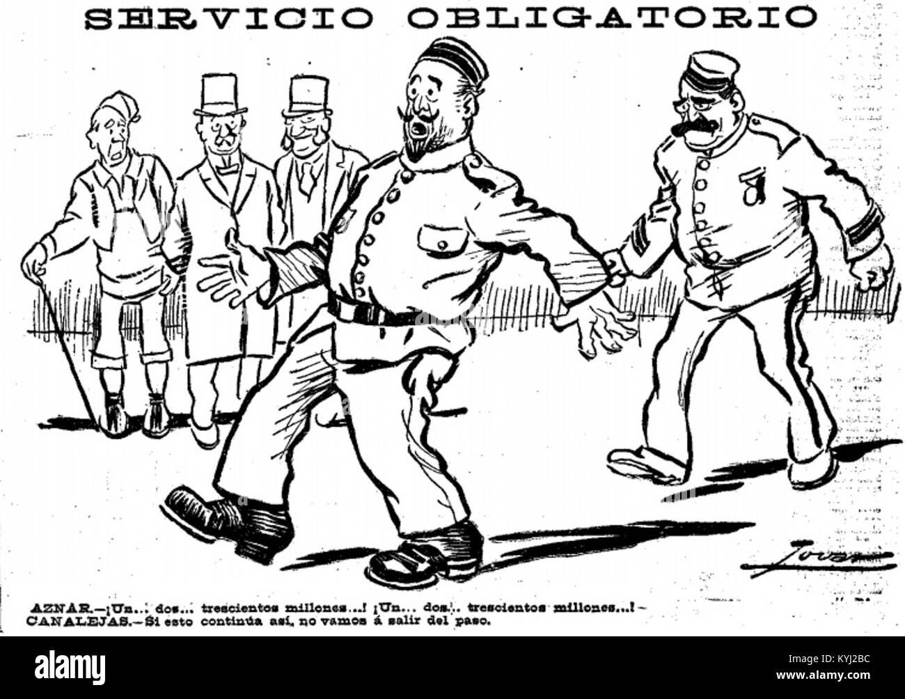 Référence historique au service militaire obligatoire pendant la période de Tovar, mettant en évidence les pratiques de conscription, le recrutement militaire et les politiques administratives. Banque D'Images