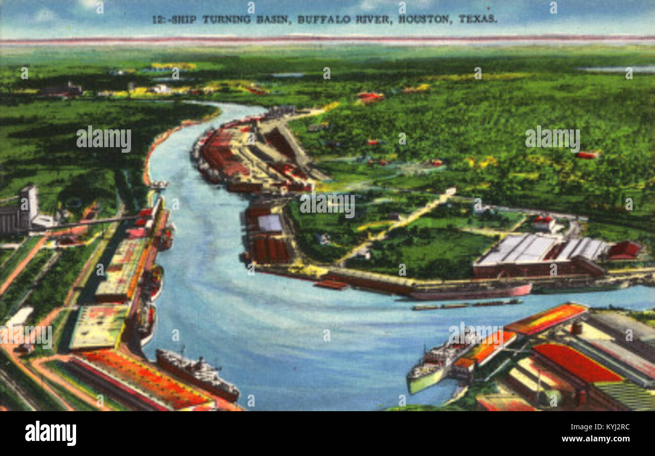 Le Ship Turning Basin à Houston, au Texas, permet aux grands navires de naviguer et de tourner dans la rivière Buffalo, soutenant ainsi les opérations maritimes du port de Houston. Banque D'Images