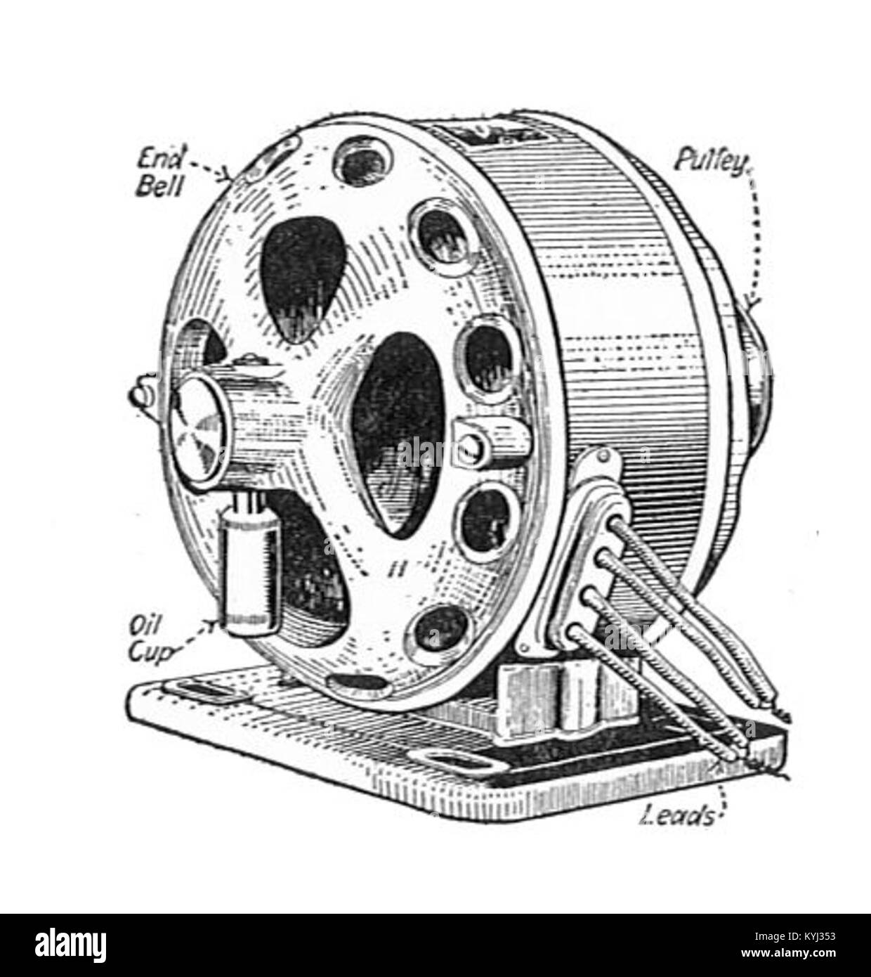 Un moteur électrique monophasé de 1917 illustrant les développements du début du XXe siècle dans les machines électriques et la technologie des moteurs. Banque D'Images