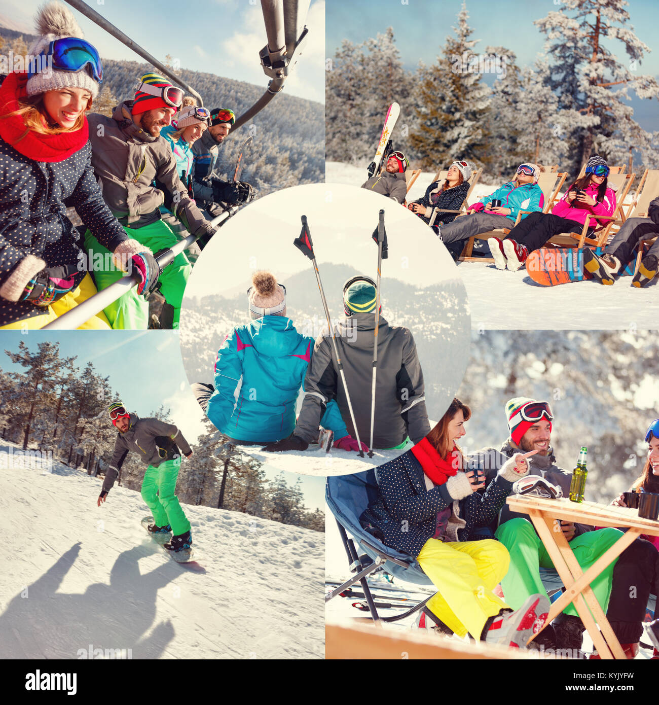 Collage de l'hiver à ski en montagne Banque D'Images