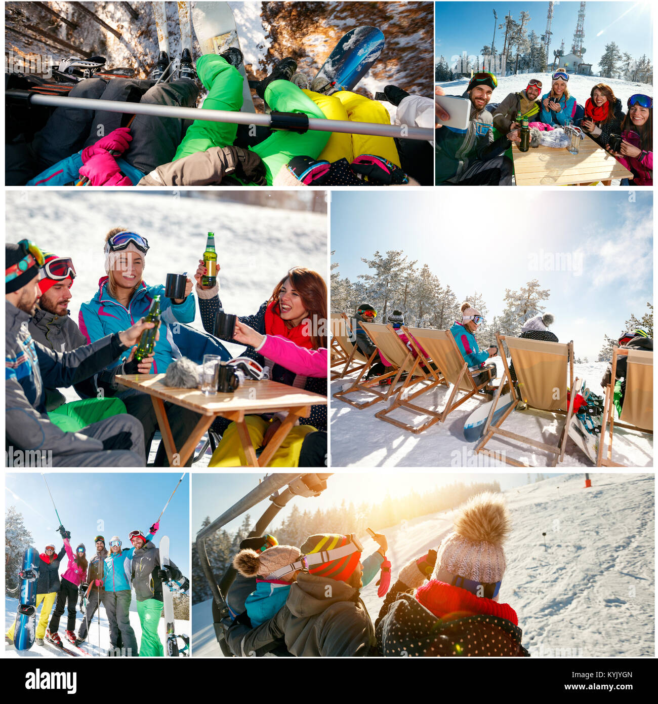 Collage de l'hiver à ski en montagne Banque D'Images