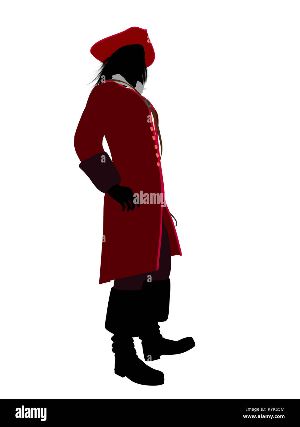 Le capitaine hook illustration silhouette sur un fond blanc Banque D'Images