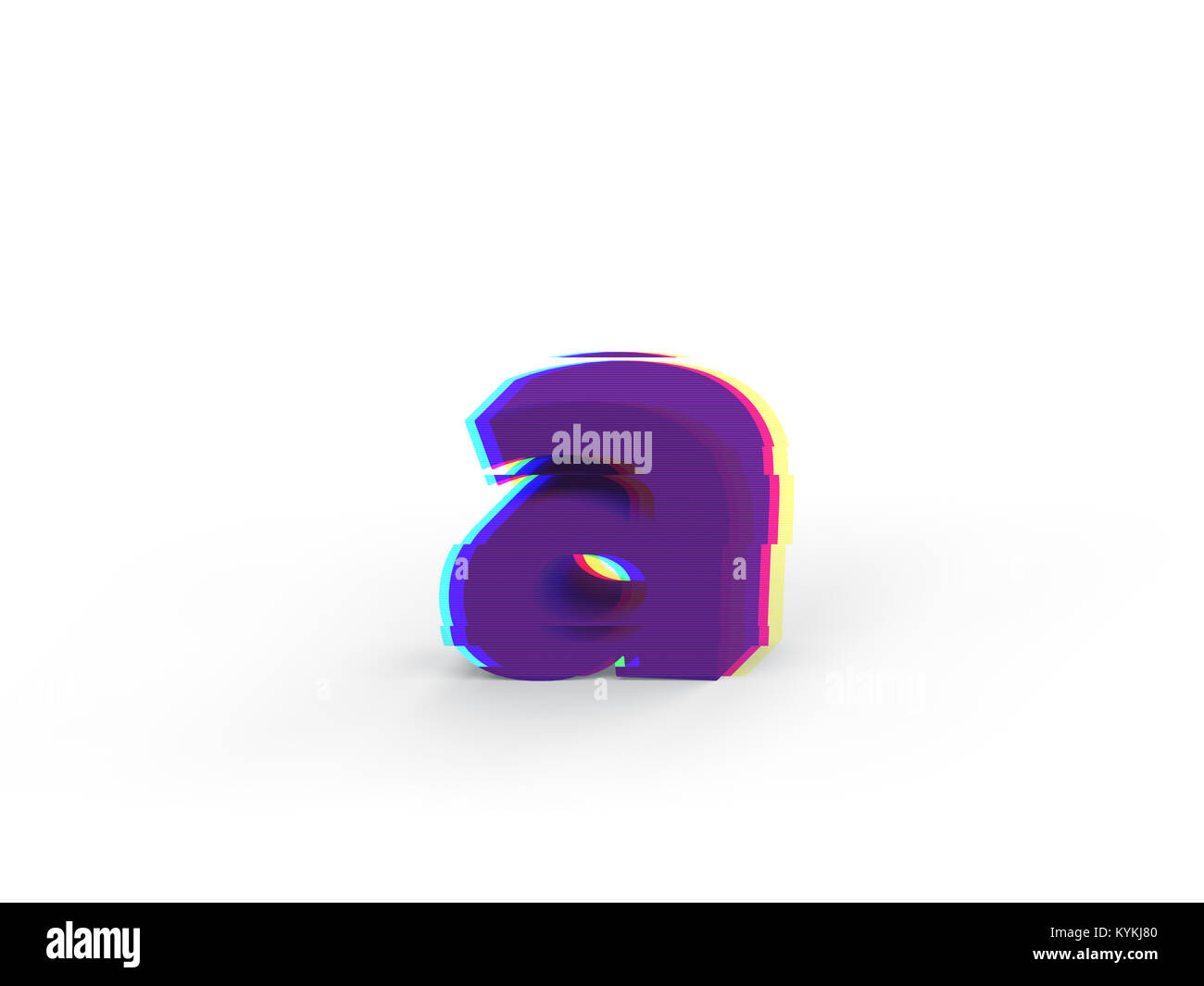 3D réaliste avec une lettre minuscule glitch soft shadow isolé sur fond blanc - La sélection du chemin de fichier. Banque D'Images
