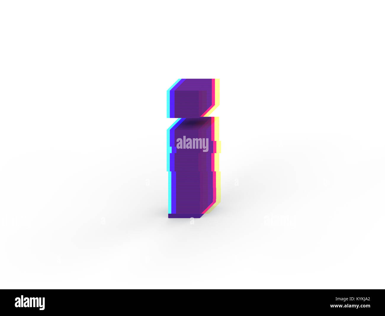 3D réaliste glitch lettre minuscule je avec soft shadow isolé sur fond blanc - La sélection du chemin de fichier. Banque D'Images