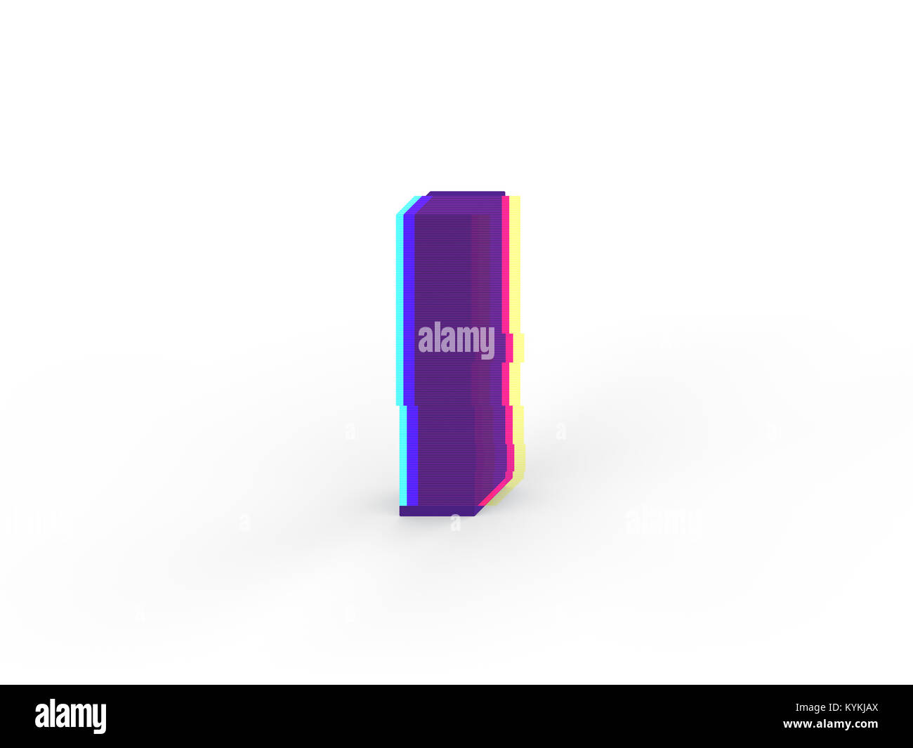3D réaliste glitch lettre minuscule l'ombre douce isolé sur fond blanc - La sélection du chemin de fichier. Banque D'Images