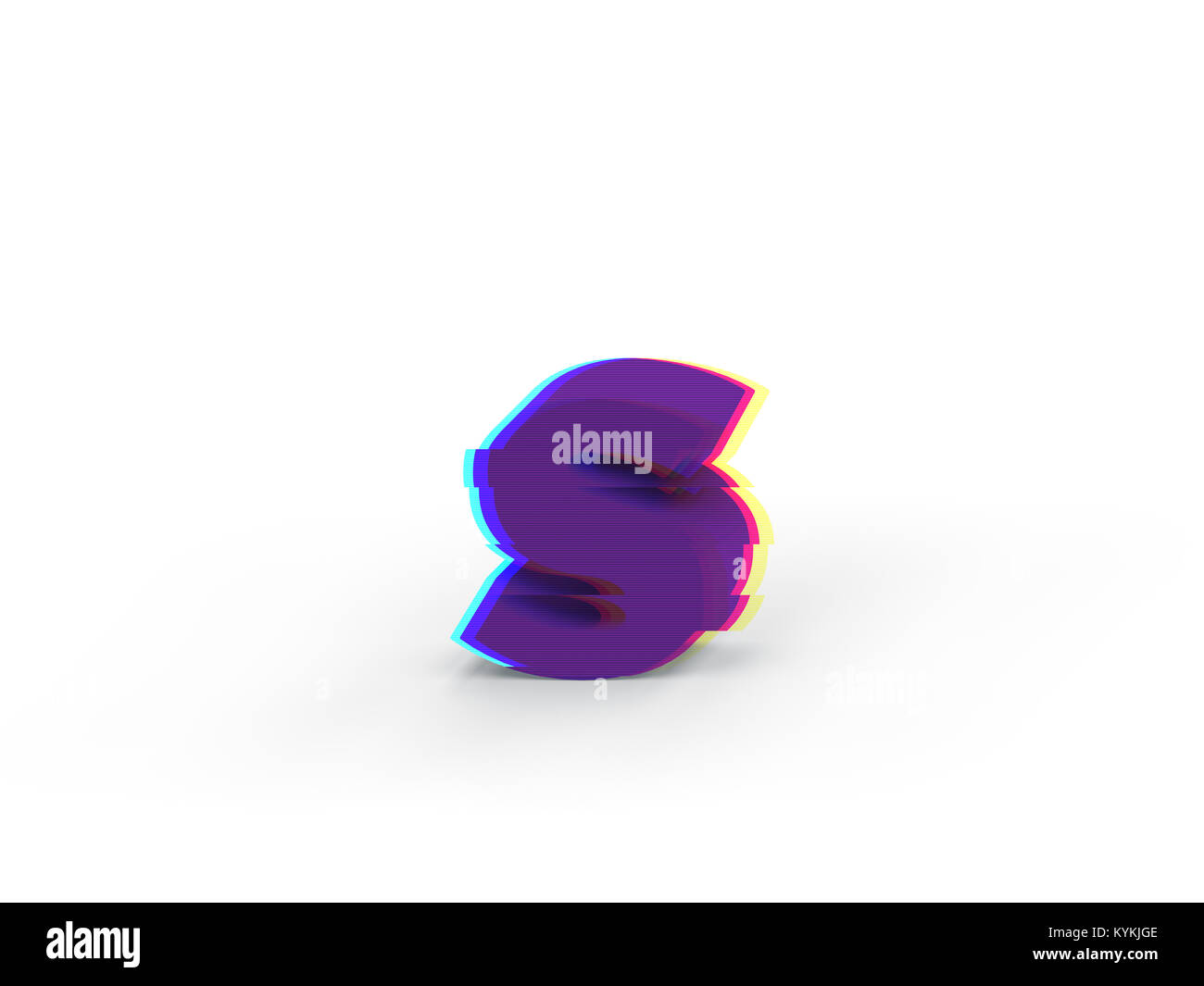 3D réaliste glitch lettre minuscule s avec soft shadow isolé sur fond blanc - La sélection du chemin de fichier. Banque D'Images