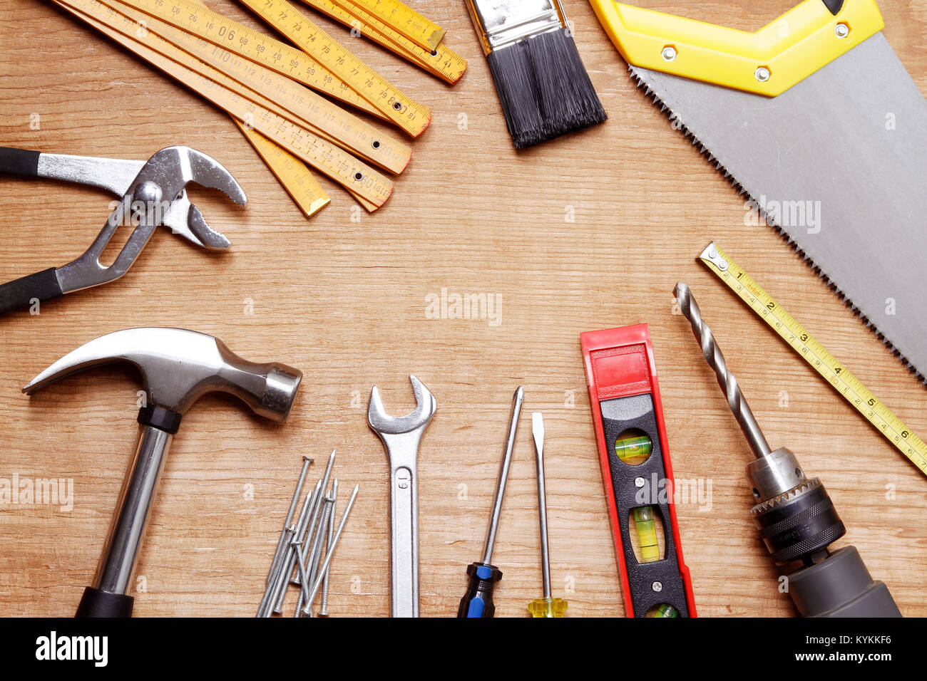 Outils de travail sur bois assortis Banque D'Images