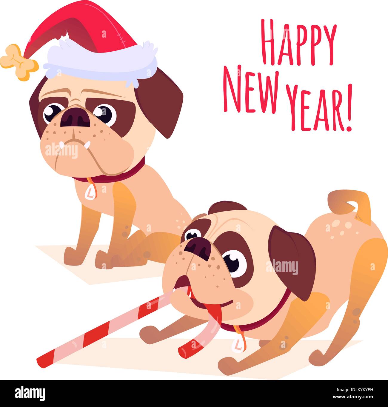 Joyeux Noël Carte Postale Bonne Année Bannière Avec Chien