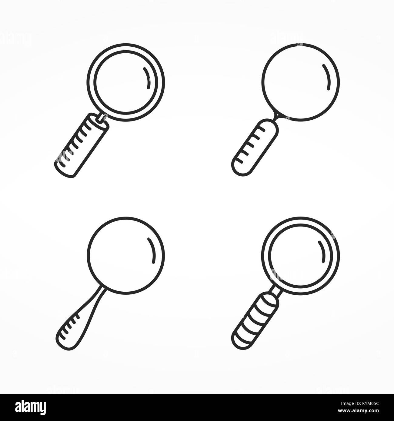 Ensemble de quatre icônes de ligne différents de loupe, icônes de ligne minimale, icônes de zoom, vector illustration eps10 Banque D'Images