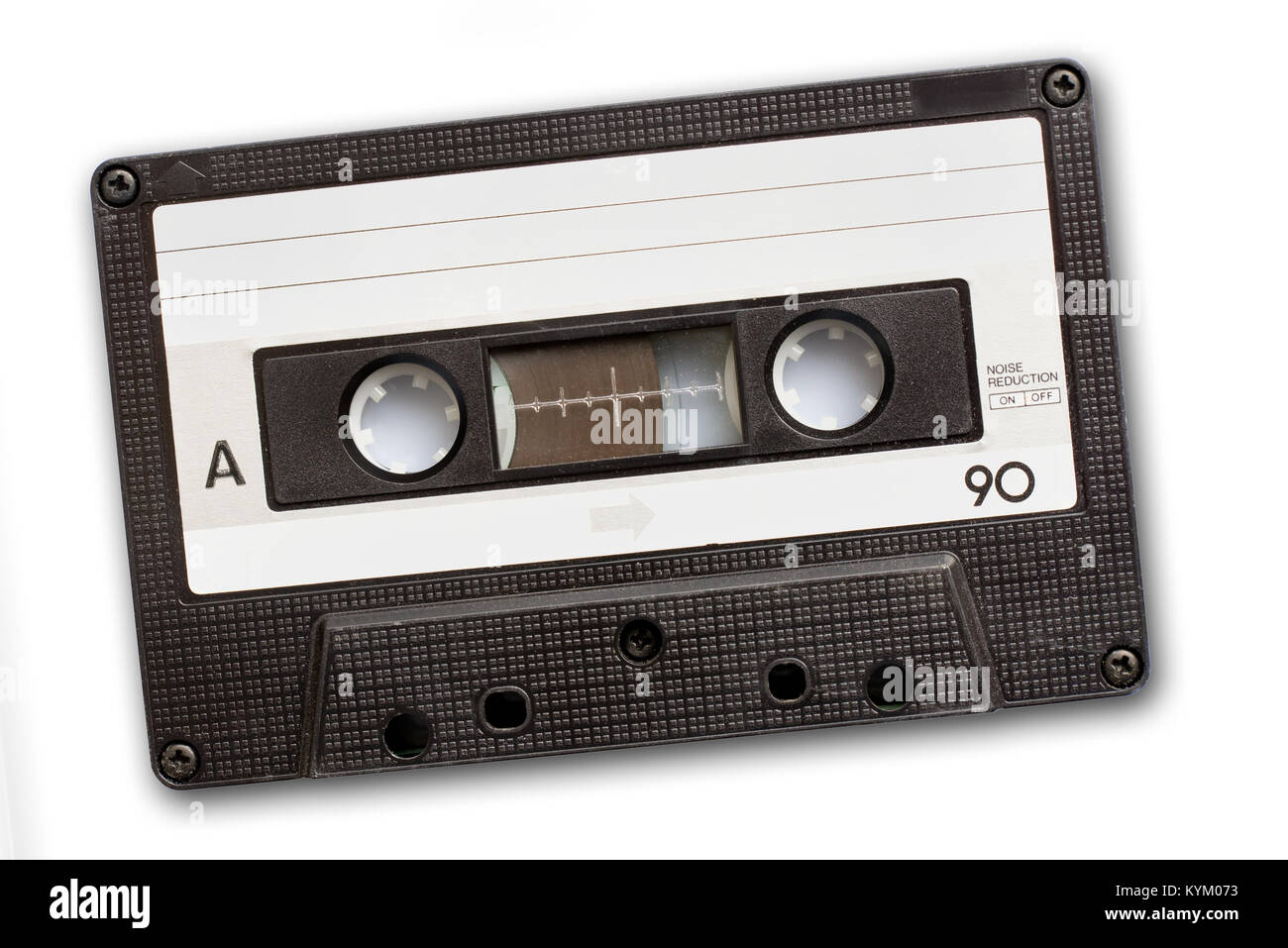 Cassette audio isolé sur fond blanc, vintage 80's Music concept Banque D'Images