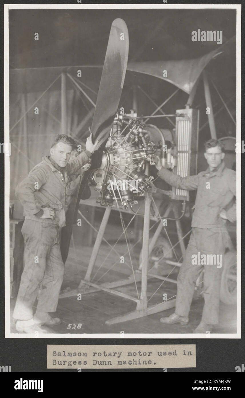 Une image du moteur rotatif Salmson utilisé dans une machine Burgess-Dunne, montrant la technologie aéronautique précoce et le rôle des moteurs rotatifs dans le développement du vol. Banque D'Images