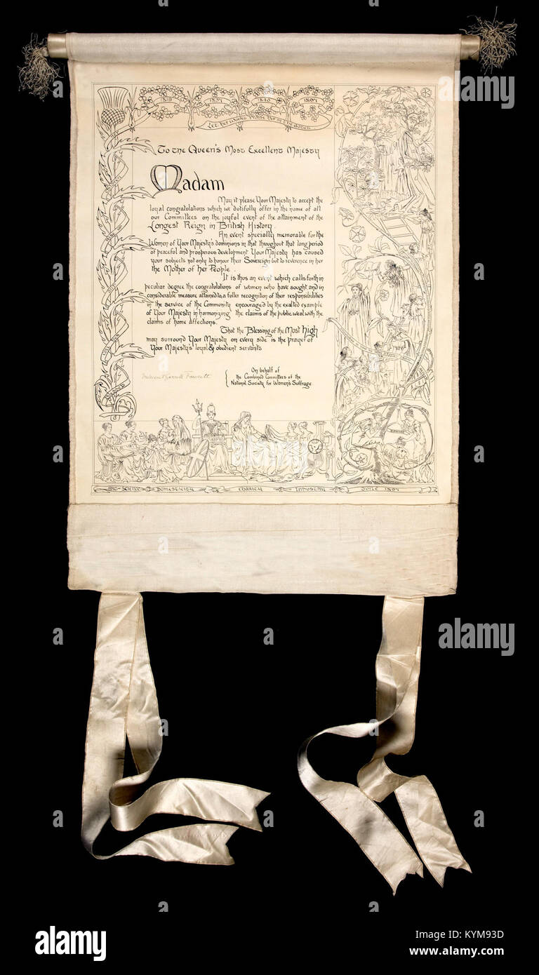 Photographie d'une réunion ou d'un événement lié à la National Society for Women's suffrage, capturant le plaidoyer pour le droit de vote des femmes. L'image représente le mouvement historique pour l'égalité des sexes et les droits des femmes aux États-Unis. Banque D'Images