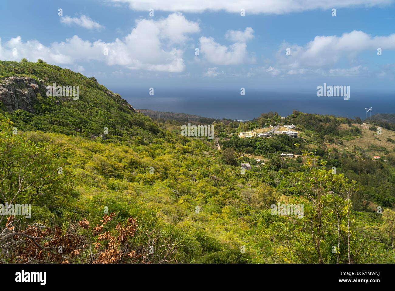 Blick vom Grand Montagne Nature Reserve auf der Insel Nord-Westküste Rodrigues, Maurice, Afrika, | Voir Grand de Montagne Nature Reserve sur Banque D'Images