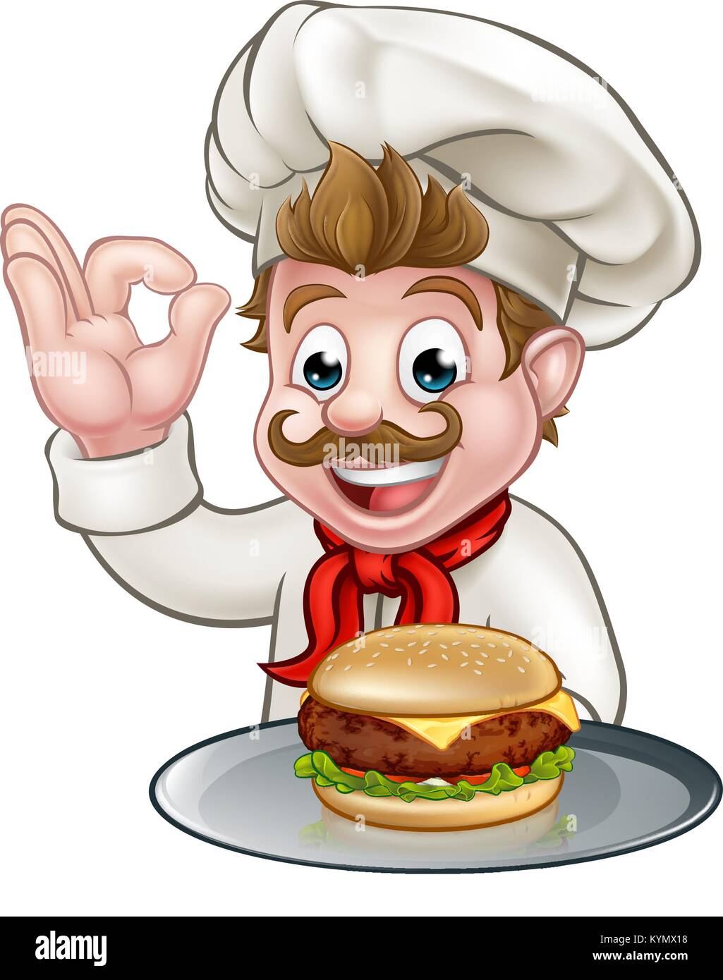 Chef Holding Burger Illustration de Vecteur
