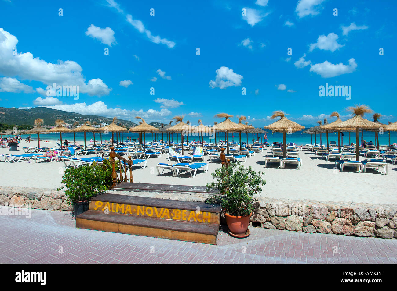 La plage de Palma Nova, Majorque, Baleares, Espagne Banque D'Images