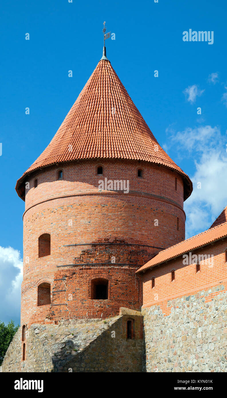 Tour du château de Trakai près de Vilnius Banque D'Images