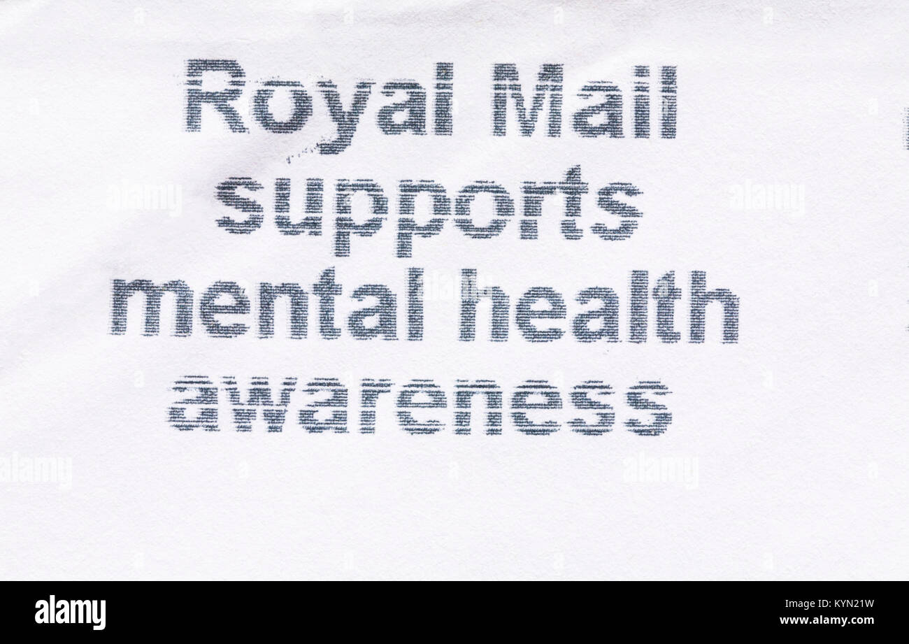 Royal Mail prend en charge les messages de sensibilisation à la santé mentale sur l'enveloppe Banque D'Images