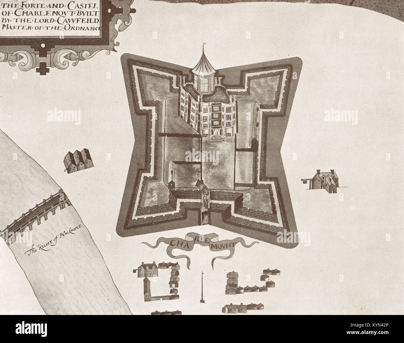 Plan de la forteresse de Charlemont Banque D'Images