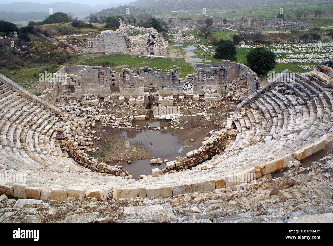 Ruines du grand théâtre à Patara, Turquie Banque D'Images