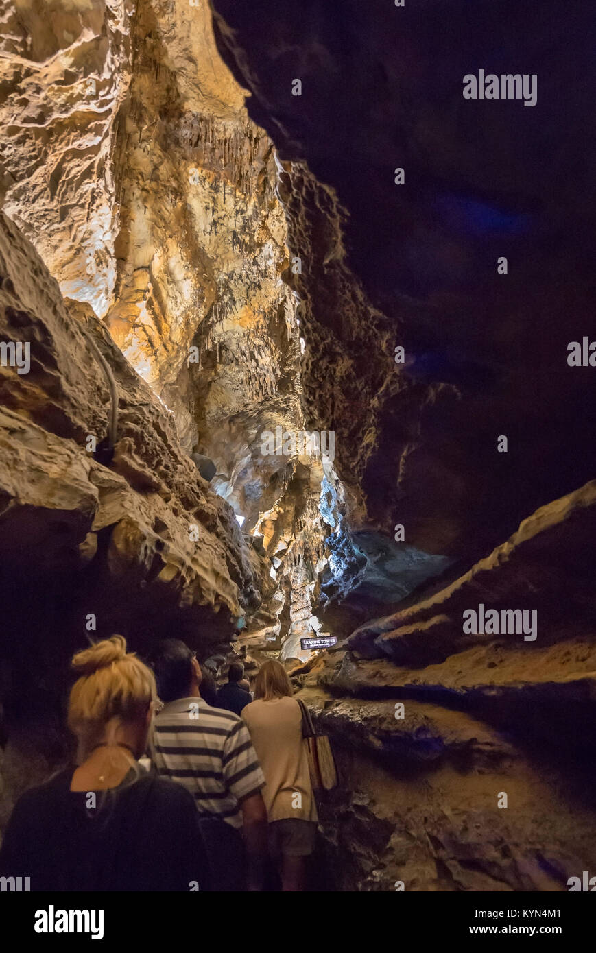 Ruby Falls est situé à Lookout Mountain près de Chattanooga, Tennessee et à 145 mètres de haut est le plus haut du monde souterrain le plus profond et cascade. Banque D'Images