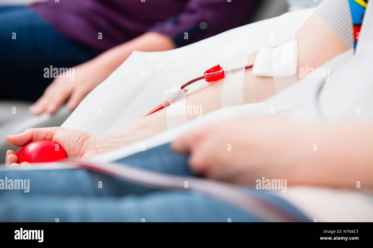 Don de sang à cathéter veineux Banque D'Images