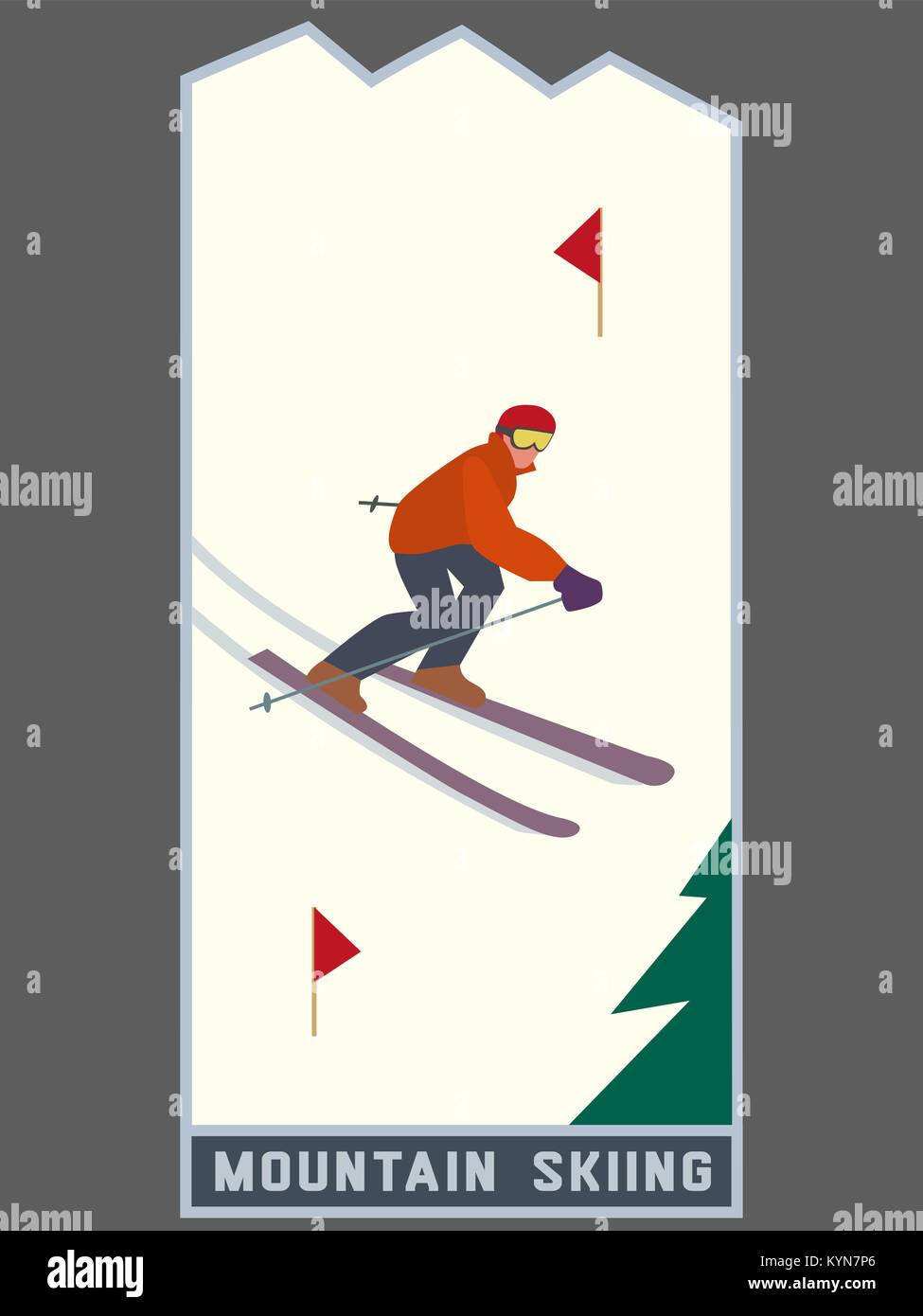 L'icône de ski de montagne. Illustration de Vecteur
