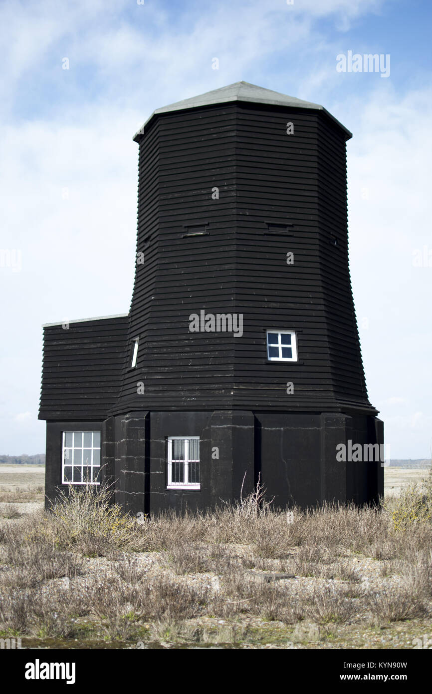 Orford ness Beacon noir Banque D'Images