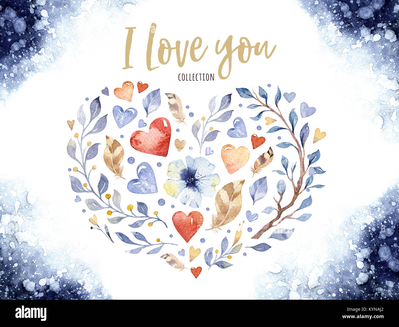 Belle Amour Floral Forme De Coeur Pour La Saint Valentin Ou Un Mariage De Belles Fleurs De Printemps Aquarelle Decoration Sur Fond Blanc Isplated Floral Boho Invitation Carte De Vœux Photo Stock