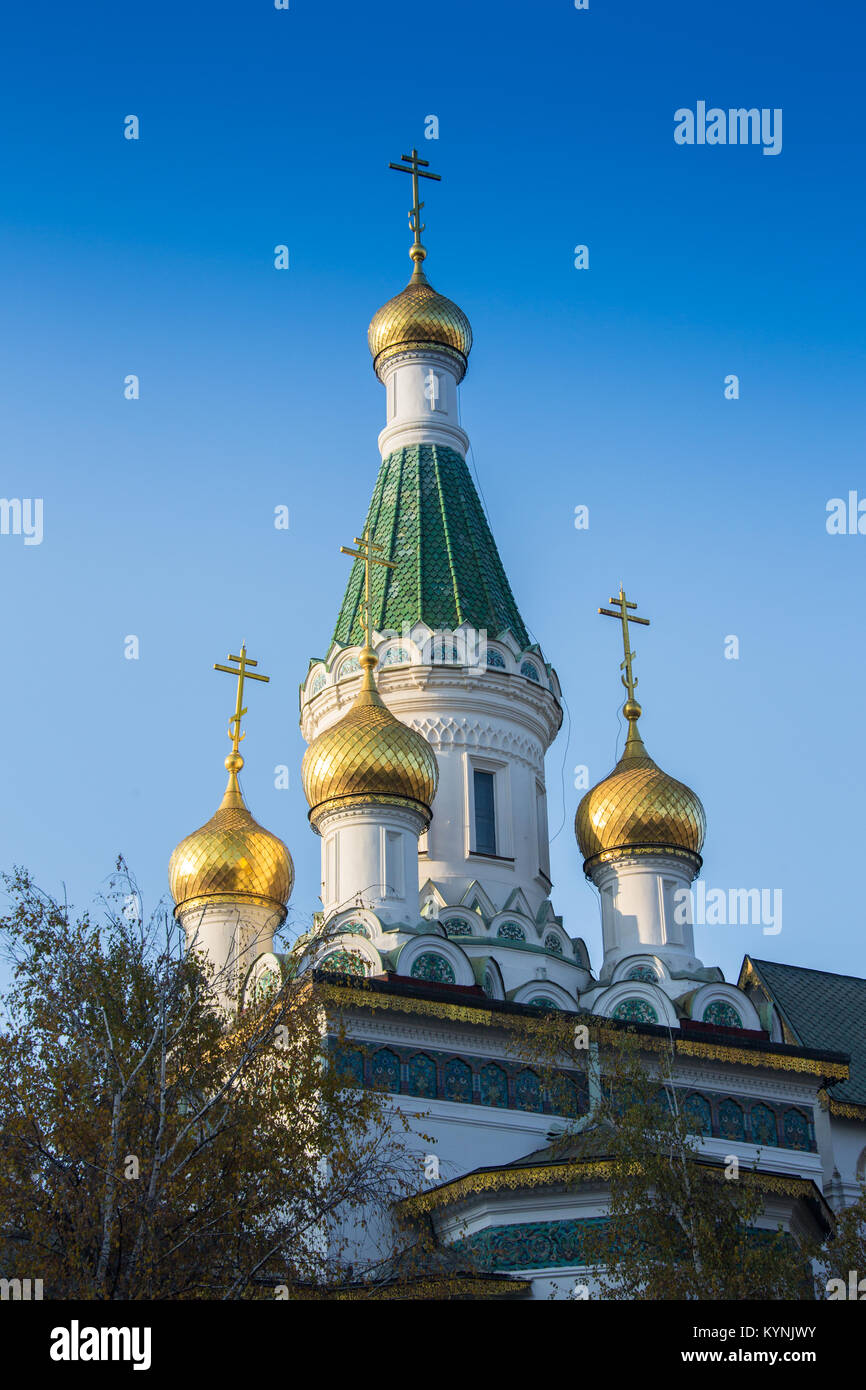 Belle et étonnante église russe Sofia Bulgarie. Banque D'Images