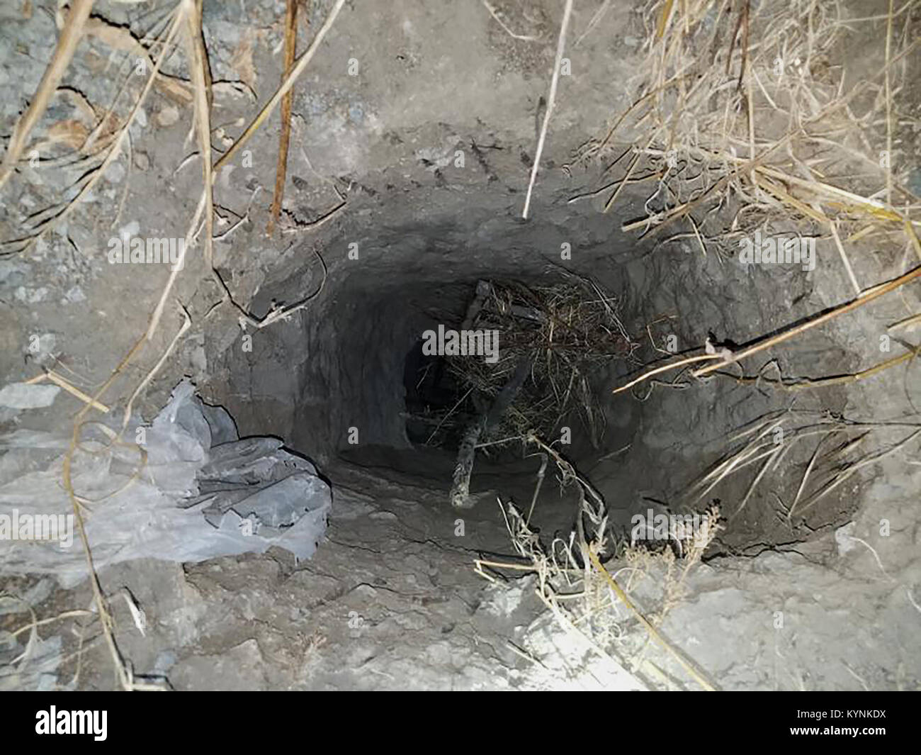 Des agents de la patrouille frontalière américaine à Otay Mesa, en Californie, ont découvert un tunnel de contrebande transfrontalier après avoir arrêté 30 immigrants illégaux près du port d'entrée d'Otay Mesa tôt samedi matin. Banque D'Images